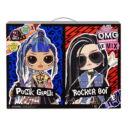 L.O.L. Surprise! O.M.G. Remix Rocker Boi and Punk Grrrl 2 Pack – 2 Fashion Dolls with Music