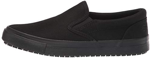 Skechers Women's Canvas Slip on Food Service Shoe, Black, 7.5