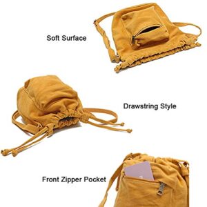 Small Drawstring Bucket Purse for Women Cute Canvas Crossbody Bag Shoulder Handbag