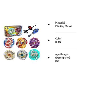 Ingooood Metal Master Fusion Gyro Toys for Kids, 6 Pieces Battling Top Battle Burst High Performance Set with 2 Launchers