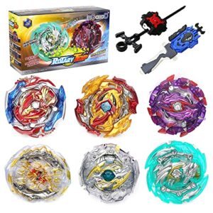 ingooood metal master fusion gyro toys for kids, 6 pieces battling top battle burst high performance set with 2 launchers