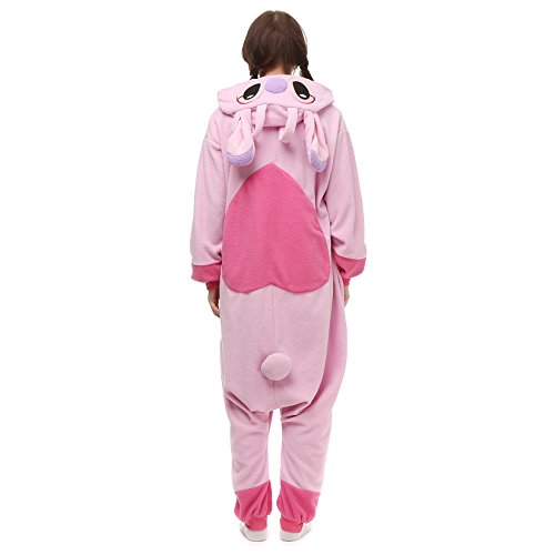 NAITOKE Adults Unisex Onesie Halloween Costumes Animal Cosplay Pajamas,146-159cm(4'9"-5'2") Pink