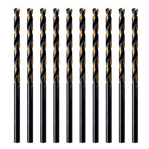 MAXTOOL 3/32" 10pcs Identical Jobber Length Drills HSS M2 Twist Drill Bits Fully Ground Black & Bronze Straight Shank Drills; JBF02H10R06P10