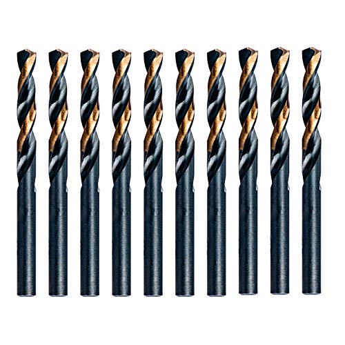 MAXTOOL 3/32" 10pcs Identical Screw Machine Drills HSS M2 Twist Stub Drill Bits Black-Bronze Fully Ground Straight Shank Short Drills; SMF02H10R06P10