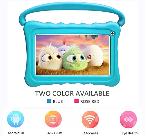 Tablet for Kids 7 inch Kids Tablet 32GB Android 10 Tablet with WiFi Dual Camera Child’s Edition Tablet with Shockproof Case Parental Control Bluetooth Google Play YouTube for Boys Girls Ages 3-14 Blue