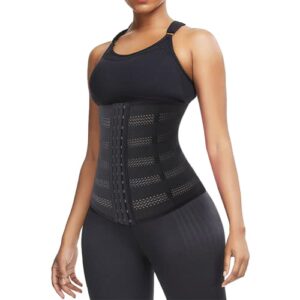 weichens waist trainer corsets for women underbust sport trimmer belts cincher hourglass body shaper girdle black