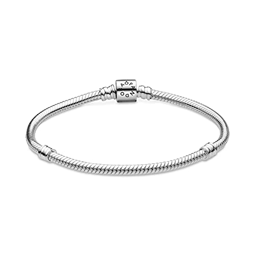 PANDORA Jewelry Moments Barrel Clasp Snake Chain Charm Bracelet for Women - Sterling Silver - 7.5"