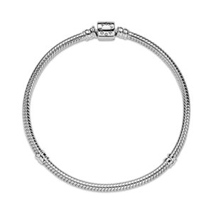 PANDORA Jewelry Moments Barrel Clasp Snake Chain Charm Bracelet for Women - Sterling Silver - 7.5"
