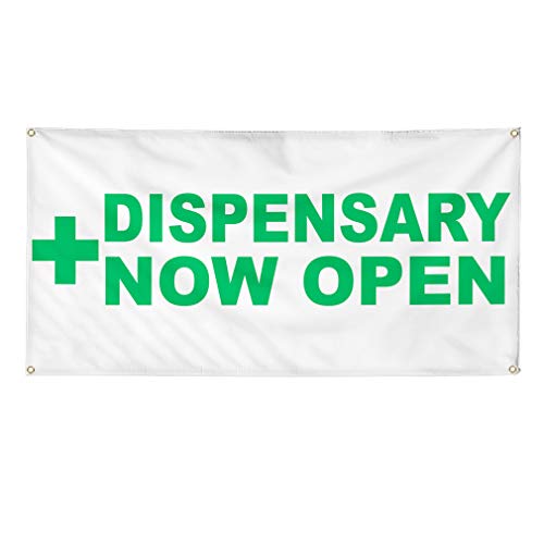 Vinyl Banner Multiple Sizes Dispensary Now Open Green Health & Medical Outdoor Weatherproof Industrial Yard Signs 6 Grommets 36x72Inches