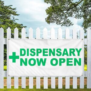 Vinyl Banner Multiple Sizes Dispensary Now Open Green Health & Medical Outdoor Weatherproof Industrial Yard Signs 6 Grommets 36x72Inches