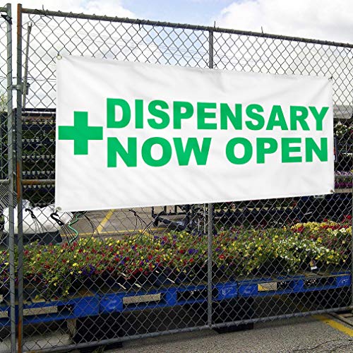 Vinyl Banner Multiple Sizes Dispensary Now Open Green Health & Medical Outdoor Weatherproof Industrial Yard Signs 6 Grommets 36x72Inches