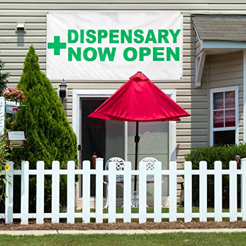 Vinyl Banner Multiple Sizes Dispensary Now Open Green Health & Medical Outdoor Weatherproof Industrial Yard Signs 6 Grommets 36x72Inches