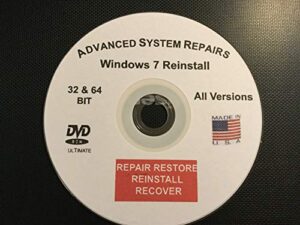 advanced system repairs - compatible with all versions of windows 7 recovery disc for 32- & 64-bit systems. recover, repair, restore or re-install to factory fresh!