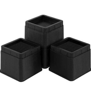 joyclub bed risers 3 inch heavy duty stackable furniture risers for sofa table couch lift height of 3 or 6 inches (4 pack black)