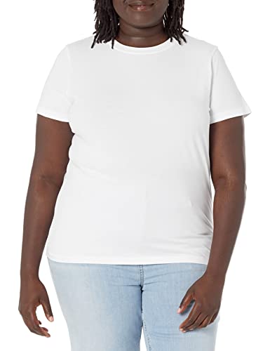 The Drop Women's Courtney Short-Sleeve Tiny Crew Neck Jersey T-Shirt, White, 3X Plus Size