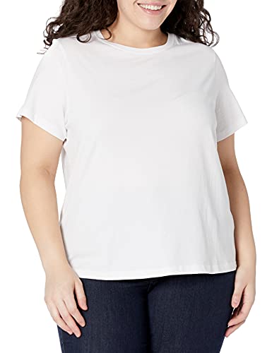 The Drop Women's Courtney Short-Sleeve Tiny Crew Neck Jersey T-Shirt, White, 3X Plus Size