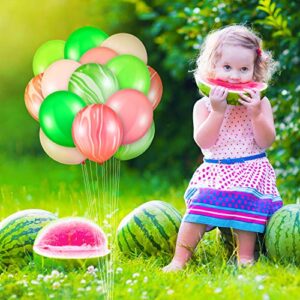 Hsei 60 Pieces 12 Inch Watermelon Balloons Latex Balloons Confetti Balloons Red Green Balloons for Summer Fruit Baby Shower Wedding Birthday Party Supplies
