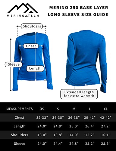 Merino.tech Merino Wool Base Layer Women 100% Merino Wool Midweight Long Sleeve Thermal Shirts + Wool Socks (Medium, Black 250)