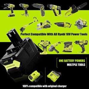 Jialitt Upgraded 6.0Ah 18V P108 Battery Li-ion Replacement Compatible with Ryobi 18V Battery Ryobi ONE+ P108 P102 P103 P104 P105 P107 P109 P122 Cordless Power Tools Battery with LED Indicator 2Pack