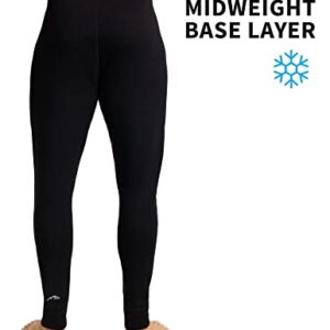 Merino Wool Men's Base Layer Pants — 100% Organic Wool Midweight Thermal Pants + Hiking Wool Socks (Medium, Black 250)