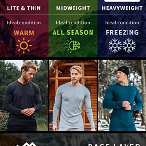 Merino Wool Men's Base Layer Pants — 100% Organic Wool Midweight Thermal Pants + Hiking Wool Socks (Medium, Black 250)