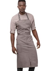 chef works unisex brio chef apron, mushroom, one size