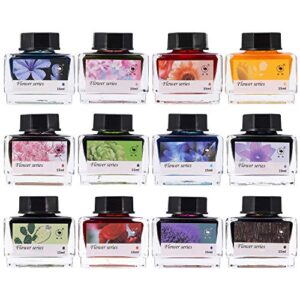 jixiangdou calligraphy ink,12 colors dip calligraphy pen inks set for art,writing,signatures,calligraphy, decoration, gift (15ml)