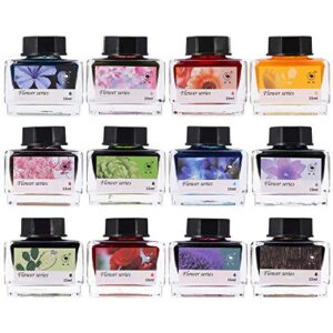 Jixiangdou Calligraphy Ink,12 Colors Dip Calligraphy Pen Inks Set for Art,Writing,Signatures,Calligraphy, Decoration, Gift (15ml)