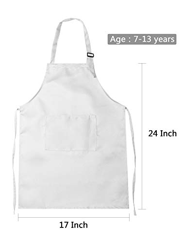 SATINIOR 12 Kids Apron Adjustable Children Chef Painting Pocket Apron for Boys Girls