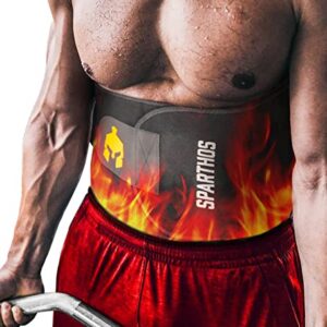 Sparthos Waist Trimmer Belt - Neoprene Waste Trainer Trainers Band for Workout, Sweat and Lose Stomach Fat - Sweet Burning Sauna Slimming Effect - Belly Tummy Weight Loss - for Men and Women (L)