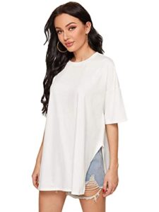 floerns women's casual basic short sleeve loose t-shirt tee tops a white s