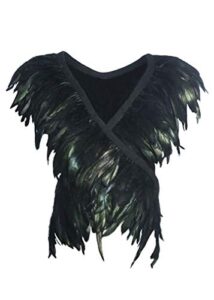 l'vow feather boa ribbon punk gothic shawl maleficent costume for halloween（black）