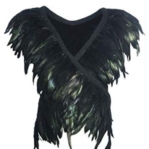 L'VOW Feather Boa Ribbon Punk Gothic Shawl Maleficent Costume for Halloween（Black）