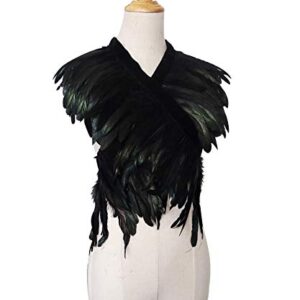 L'VOW Feather Boa Ribbon Punk Gothic Shawl Maleficent Costume for Halloween（Black）