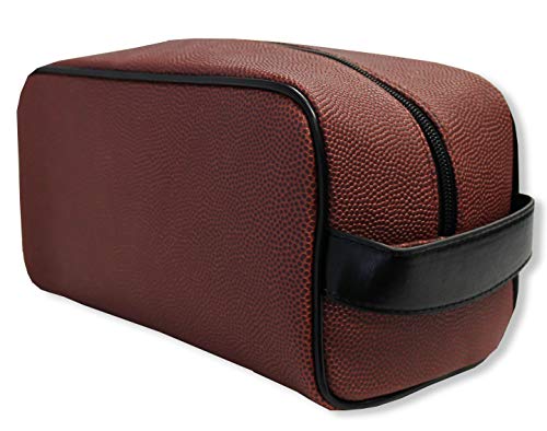 Oklahoma Sooners Football Leather Travel Toiletry Kit Zippered Pouch Bag - made from the same exact materials as a football - Brown