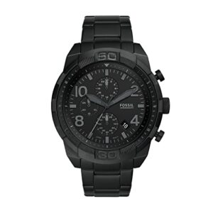 fossil men's bronson quartz stainless steel chronograph watch, color: black (model: fs5712)