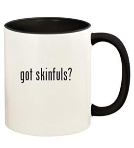 knick knack gifts got skinfuls? - 11oz ceramic colored handle and inside coffee mug cup, black