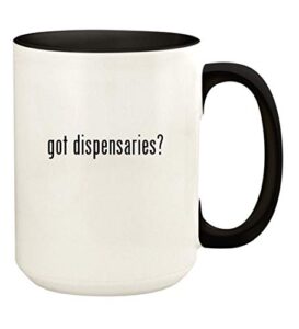 knick knack gifts got dispensaries? - 15oz ceramic colored handle and inside coffee mug cup, black