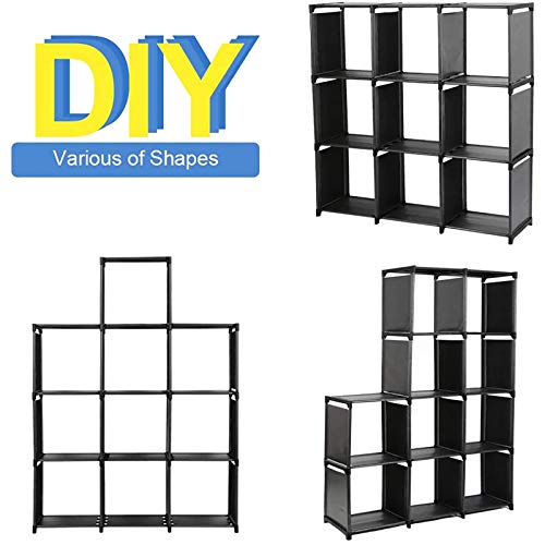 DazHom 10-Cube Storage Organizer Rack, Staircase Organizer Modular Bookcase, DIY Storage Organizer Closet Shelf, Bookcase in Living Room, Children’s Room, Bedroom for Toys and Daily Necessities, Black