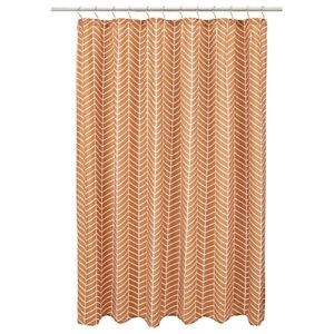 amazon basics microfiber terracotta herringbone printed pattern bathroom shower curtain - terracotta herringbone, 72 inch