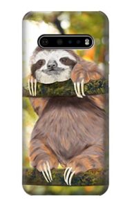 r3138 cute baby sloth paint case cover for lg v60 thinq 5g