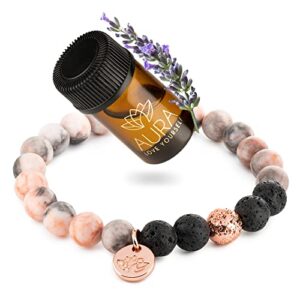 relaxation gift for women - lava rock bracelet, yoga beads with lavender essential oil, calming aromatherapy diffuser stone beaded bracelet- self care, healing, stress relief gift for mom