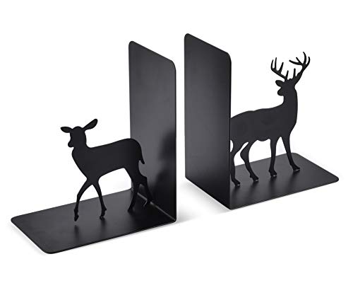 Decorative Metal Deer Bookends, Bookends for Shelves, Book Holders, Book Shelf Organizer, Desk Organizer, Heavy Duty Non-Skid Bookends, Living Room Decor, Home Decor, Creative Gift