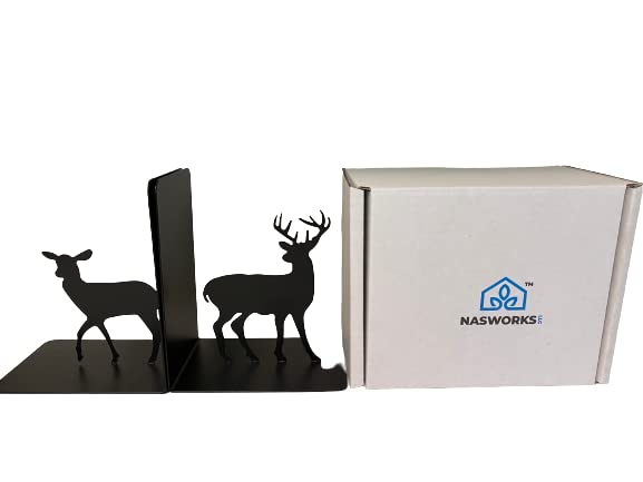 Decorative Metal Deer Bookends, Bookends for Shelves, Book Holders, Book Shelf Organizer, Desk Organizer, Heavy Duty Non-Skid Bookends, Living Room Decor, Home Decor, Creative Gift