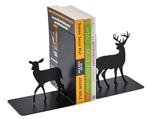 Decorative Metal Deer Bookends, Bookends for Shelves, Book Holders, Book Shelf Organizer, Desk Organizer, Heavy Duty Non-Skid Bookends, Living Room Decor, Home Decor, Creative Gift