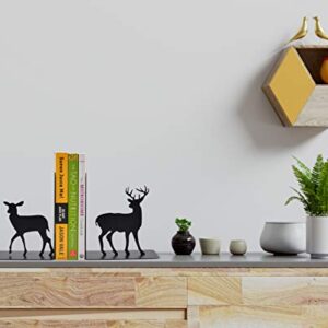 Decorative Metal Deer Bookends, Bookends for Shelves, Book Holders, Book Shelf Organizer, Desk Organizer, Heavy Duty Non-Skid Bookends, Living Room Decor, Home Decor, Creative Gift