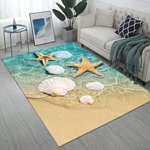 ormis starfish and seashell pattern area rug,modern flannel microfiber non-slip floor mat carpet,5'x7'