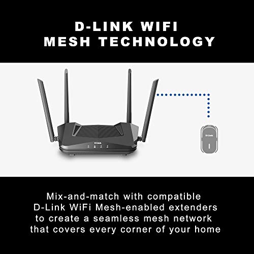 D-Link EXO WiFi 6 Router AX1500 MU-MIMO Voice Control Dual Band Gigabit Gaming Internet Network High Speed Performance WP3 (DIR-X1560-US), Black