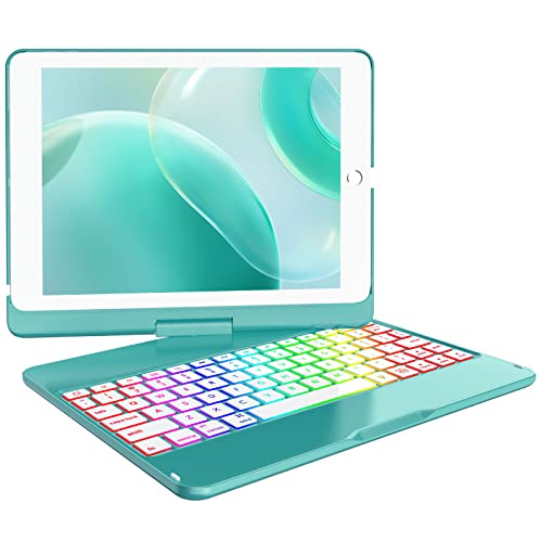 MMK Keyboard Case Compatible for iPad 9.7 Inch 2018 6th Gen, Detachable Wireless Bluetooth Keyboard Compatible with iPad 2017 (5th Gen)- Air 2/ Air Case, Magnetic Auto Sleep/Wake (Lake Blue)