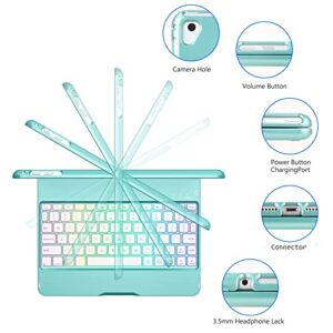 MMK Keyboard Case Compatible for iPad 9.7 Inch 2018 6th Gen, Detachable Wireless Bluetooth Keyboard Compatible with iPad 2017 (5th Gen)- Air 2/ Air Case, Magnetic Auto Sleep/Wake (Lake Blue)